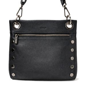Hammitt Tony Medium Black Pebbled Leather Crossbody Gunmetal Rivetsp